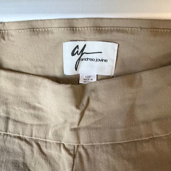 Andrea Jovine Women Khaki Jeggings size 10P Natural Tan Mid Rise Stretch Slim - Picture 7 of 10
